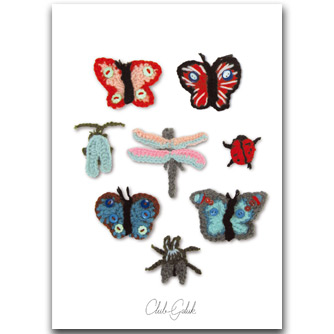 Postcard crocheted insects red