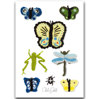 Postcard crocheted insects green