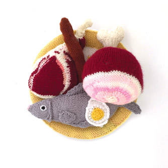 Knitted meat and fish