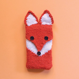 Knitted telephone cover fox